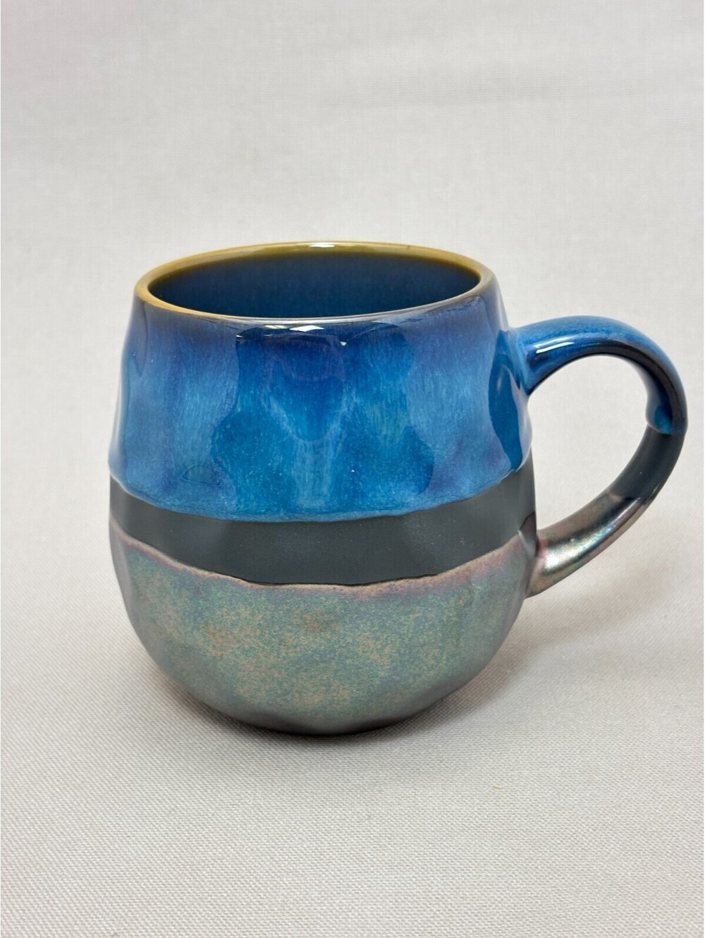 Signature Housewares Sarah Mug Reactive Drip Glaze Blue Iridescent Stoneware
